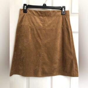 Max Studio Camel A-Line Faux Suede Skirt